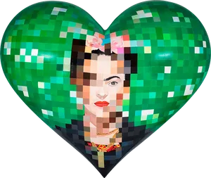 Pixelated Heart Portrait PNG Image