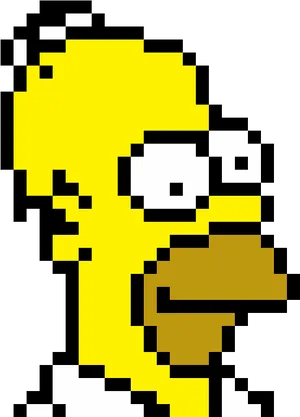 Pixelated Homer Simpson Portrait PNG Image