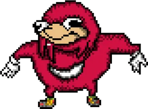 Pixelated Knuckles Character Art PNG Image