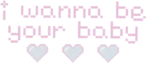 Pixelated Love Phrasewith Hearts PNG Image