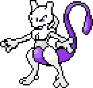 Pixelated Mewtwo Artwork PNG Image