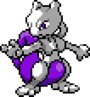 Pixelated Mewtwo Sprite PNG Image