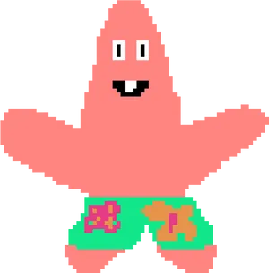 Pixelated Patrick Star PNG Image