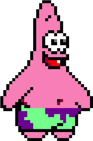 Pixelated Patrick Star PNG Image