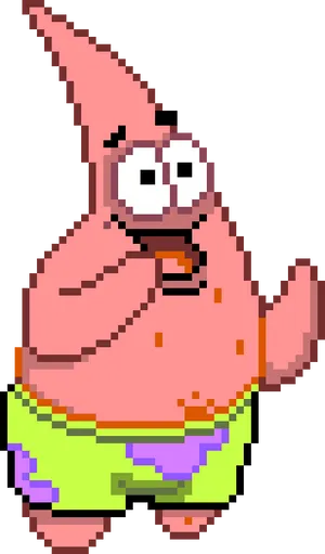 Pixelated Patrick Star Standing PNG Image