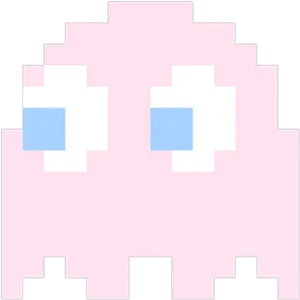 Pixelated_ Pink_ Ghost_ Pacman_ Game PNG Image