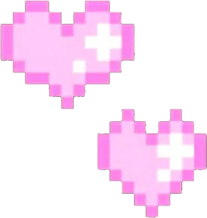 Pixelated Pink Hearts PNG Image