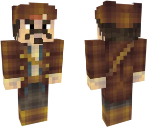 Pixelated Pirate Character Minecraft Style PNG Image