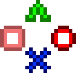 Pixelated Play Station Button Symbols PNG