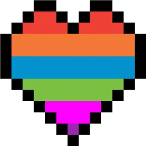 Pixelated Rainbow Heart.png PNG Image