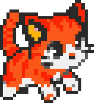 Pixelated Red Fox Art PNG Image