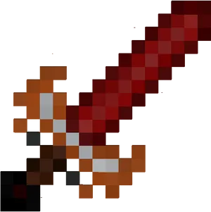 Pixelated Red Sword Minecraft PNG Image