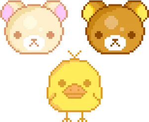 Pixelated Rilakkuma Friends PNG Image