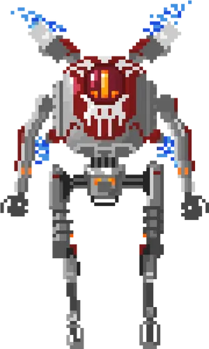 Pixelated Robot Enemy PNG Image