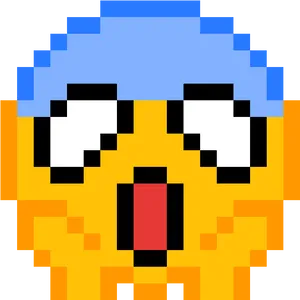 Pixelated Shocked Face Emoji PNG Image