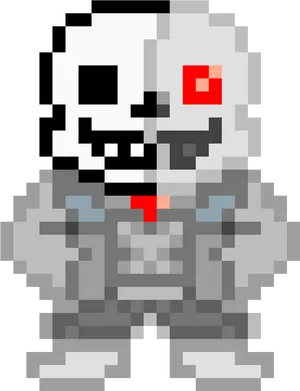 Pixelated Skeleton Character PNG Image