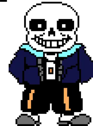 Pixelated_ Skeleton_ Character_ Sans PNG Image