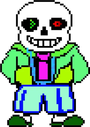 Pixelated Skeleton Character Sans PNG Image