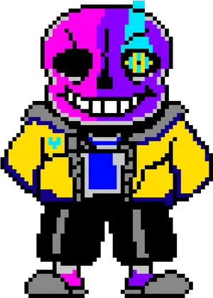 Pixelated Skeleton Character PNG Image