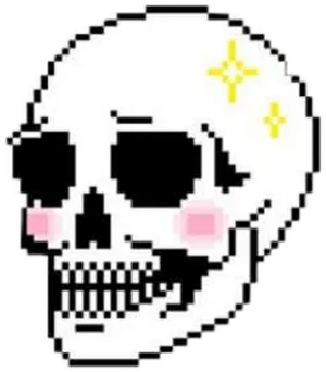 Pixelated Skullwith Pink Cheeks PNG Image