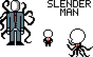 Pixelated Slender Manand Characters PNG Image