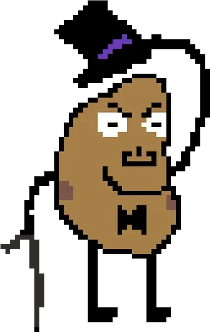 Pixelated Smiling Potato Character PNG Image