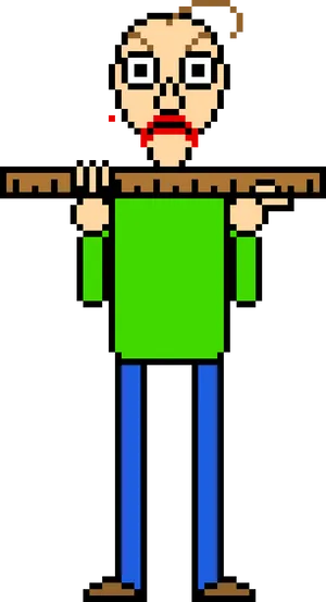 Pixelated Teacher With Ruler PNG Image