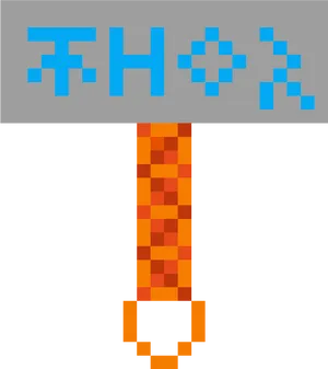 Pixelated Thor Hammer PNG Image