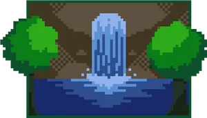 Pixelated Waterfall Scenery PNG Image