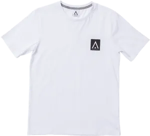 Plain White T Shirtwith Logo Patch PNG Image