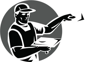 Plasterer At Work Vector PNG Image