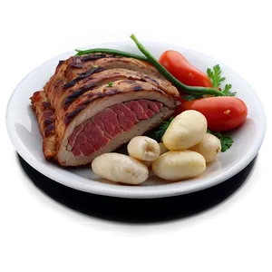 Plate Of Food With Meat Png Poc12 PNG Image