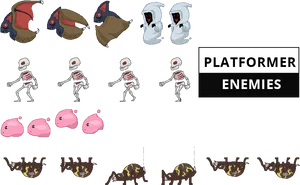 Platformer Game Enemies Sprite Sheet PNG Image