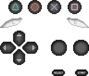 Play Station Controller Buttons Pixel Art PNG