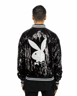 Playboy Sequin Jacket Back View PNG Image