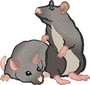 Playful Cartoon Rats PNG Image