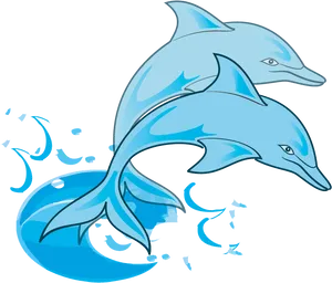 Playful Dolphins Graphic PNG Image