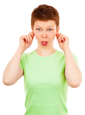 Playful Mocking Gesture Woman.png PNG Image