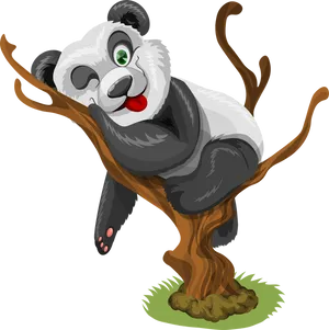 Playful_ Panda_ Cartoon_ Vector PNG Image