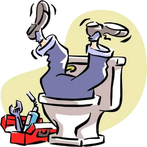 Plumber Stuck In Toilet Illustration PNG Image