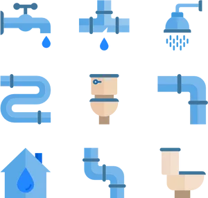 Plumbing Icons Set PNG Image