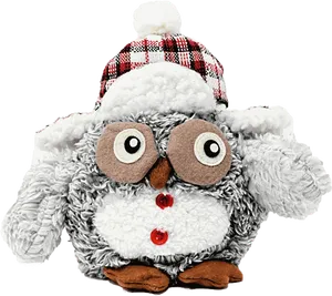 Plush Owl Winter Hat PNG Image