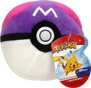 Plush Pokemon Master Ball With Tag PNG Image