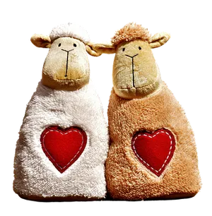 Plush Sheep With Hearts Toy Figurines PNG Image