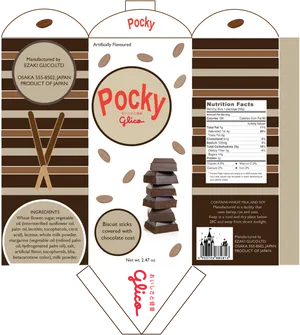 Pocky Chocolate Biscuit Stick Packaging Design PNG Image