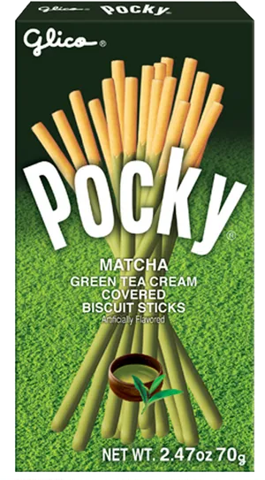 Pocky Matcha Green Tea Covered Biscuit Sticks Box PNG Image