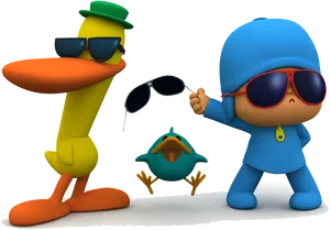 Pocoyo_and_ Friends_ Cool_ Poses PNG Image