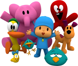 Pocoyo_and_ Friends_ Group_ Pose PNG Image