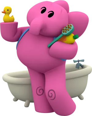 Pocoyo_ Elly_ Bath_ Time PNG Image