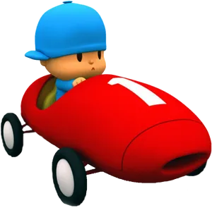 Pocoyo Racingin Red Car PNG Image